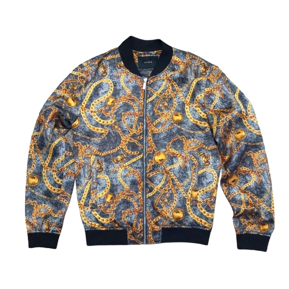 Zara Light Chain Print Men's Bomber jacket Sz S - Picture 2 of 10